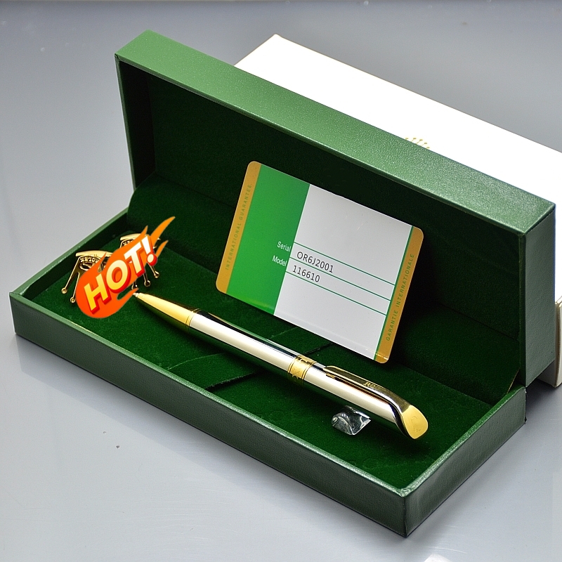 

Luxury Birthday Gift - High quality Rlx Branding Writing Ballpoint pen Ball pens + Men's Cufflinks For Man Shirt Cuff link with Original Box, With box packaging