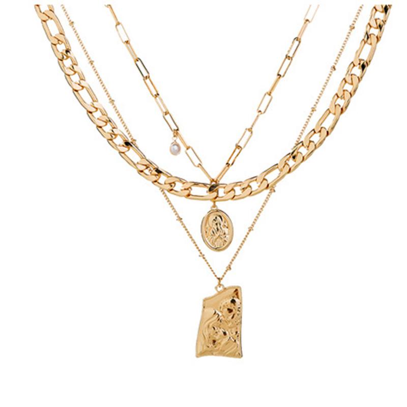 

Canner Heavy Metal Texture Punk Hip-Hop Style Buddha Head Embossed Pendant Necklace Sweater Chain For Women Fashion Jewelry