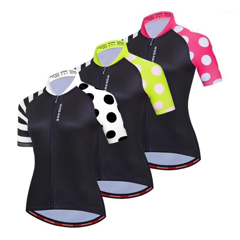 

WOSAWE Women Biker Cycling Jersey Short Sleeve Cycle T-shirt Breathable Quick Dry Tights Top Base Layer Bike Clothing1, Bl226-r