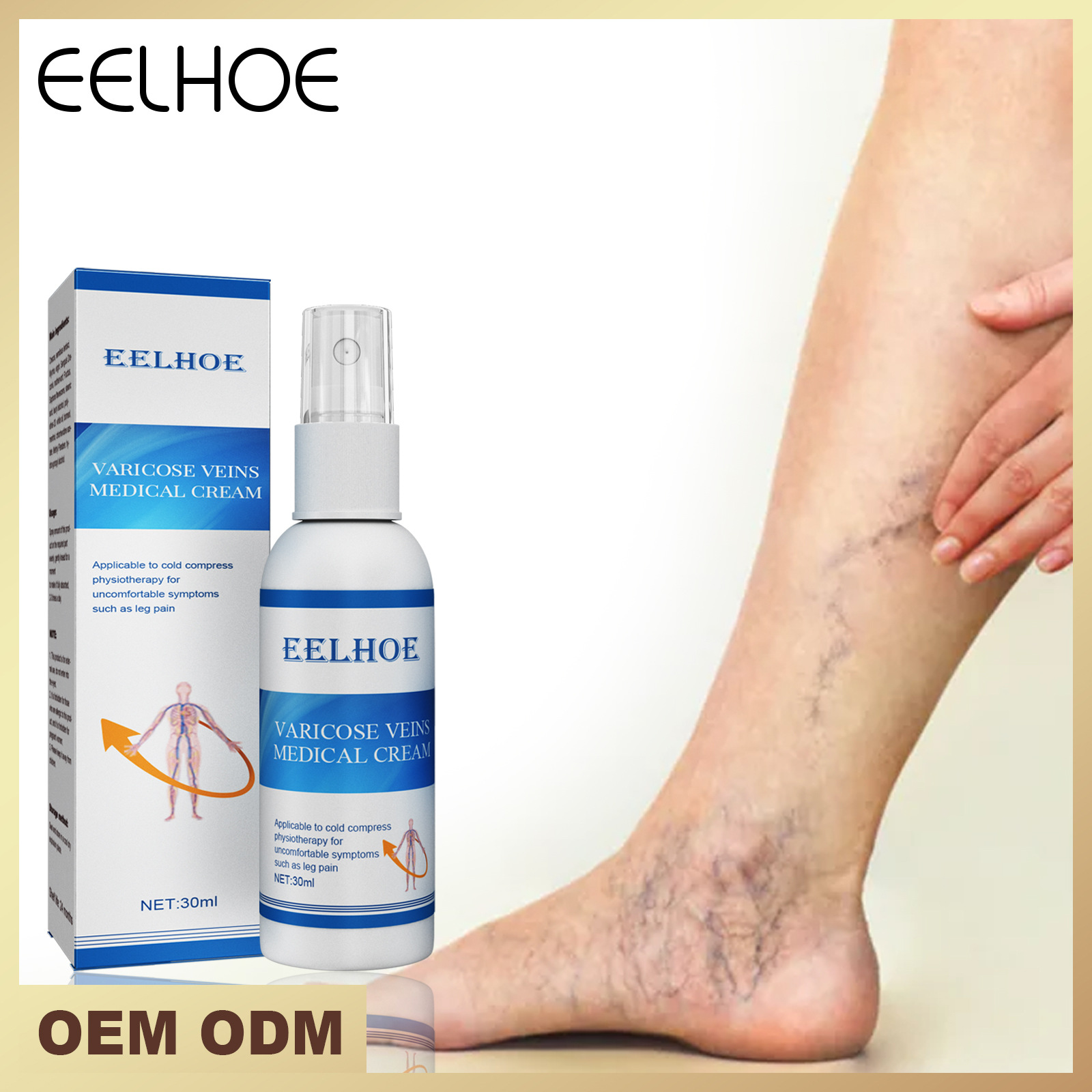 

Free freight EELHOE OEM ODM Intravenous massage varicose spray soothes earthworm legs to relieve leg pain