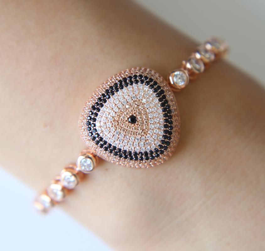 

Luxury Jewelry Women Bracelet Fashion Chain Bracelets Charm Micro Pave CZ Zircon Eyes Bracelet For Women Gift rose gold color