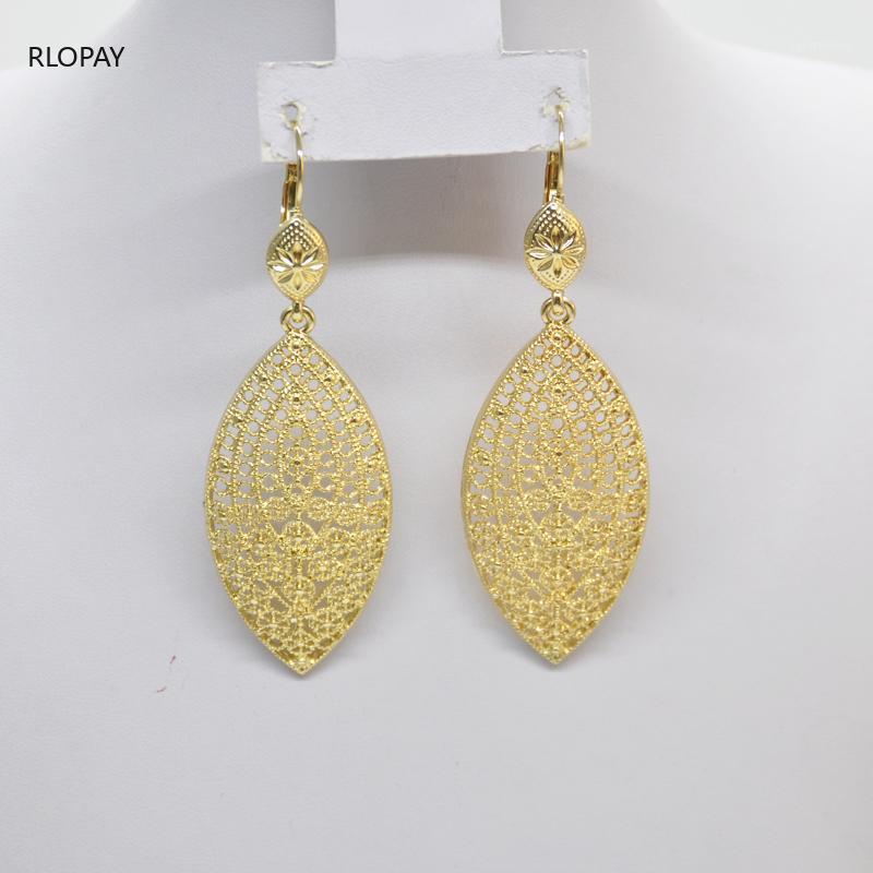 

Trendy Big Earrings Leaves Women Earrings French Hook Gold Bridal Luxury In Gold Plating1