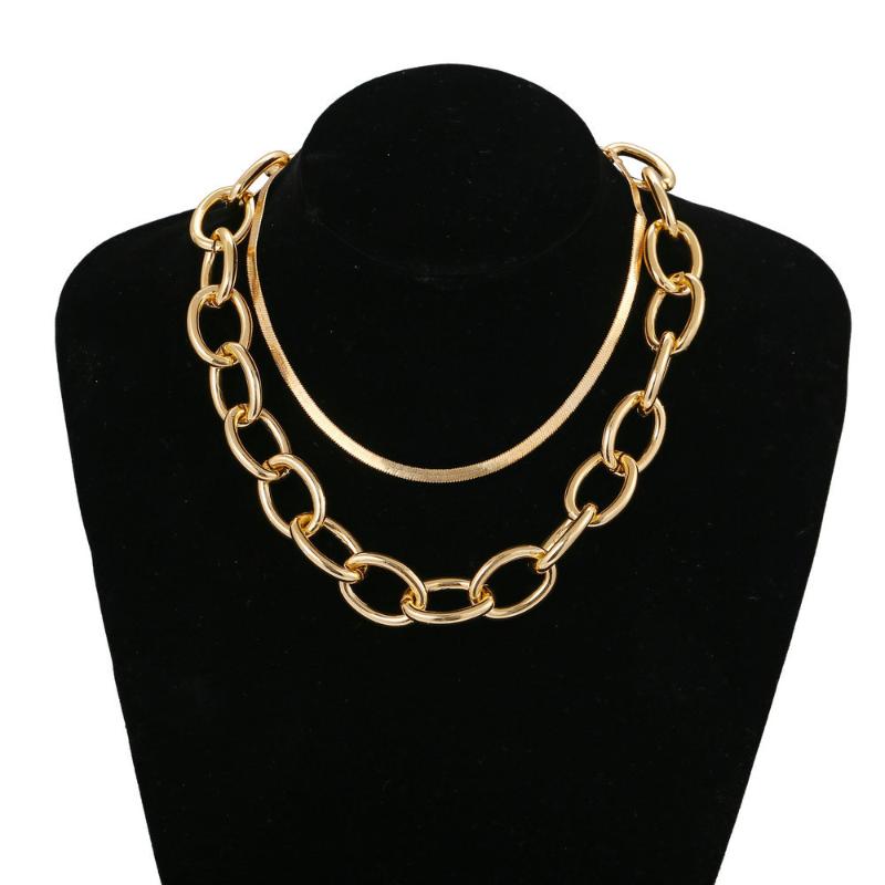 

8Seasons Punk Multilayer Layered Necklace Gold Color Women Party Club Link Chains Fashion Choker Jewelry 37.5cm long, 1 Piece