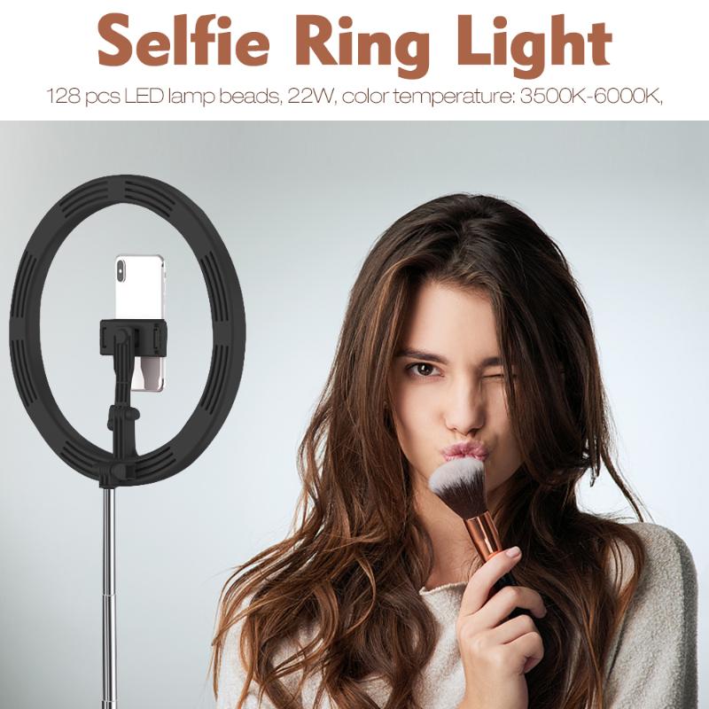 

Selfie Ring Light lamp with Adjustable Fold Stand 3 Modes 128 LED Ring Light with Phone Holder for Vlogs Live Stream YouTube