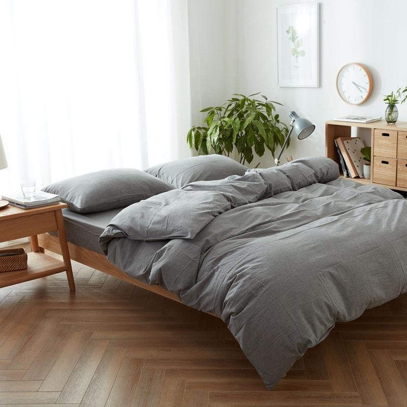 

Fashion Gray Queen  SizeDuvet Cover Set Bedding Set Washed Cotton Home Soft Plain Dyed Bedclothes Pillowcase Zipper Bedding1
