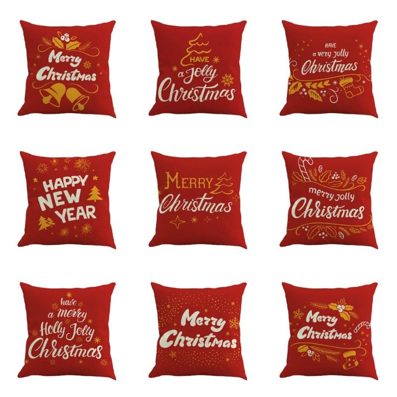 

Merry Christmas Santa Claus Cushion Cover Christmas Decorative Pillowcase Cotton Linen Throw Pillow Case Cover almohada poszewka