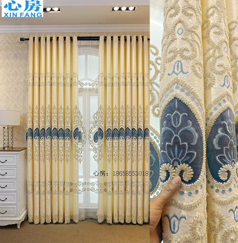 

Girl Curtain for Living Room Velvet Embroidered Curtain Curtains for Bedroom Gauze Boy Grey Beige Embroidered, Gray tulle