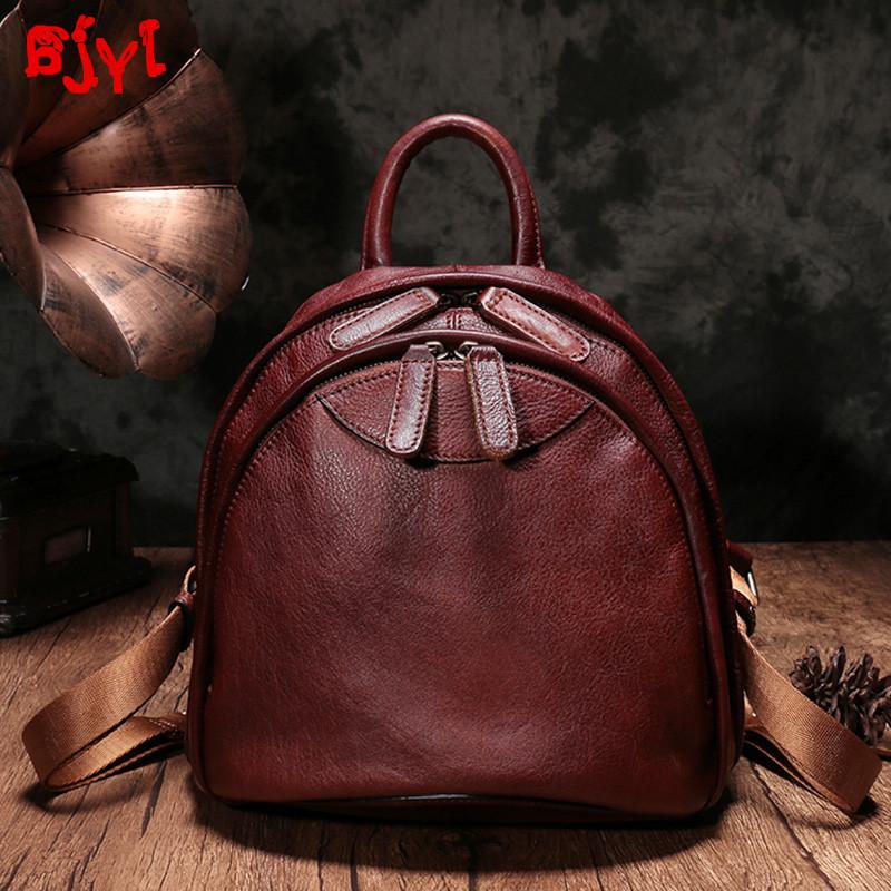 

New fashion cowhide women's backpack anti-theft wild leather travel backpacks vintage coloring women bag female schoolbag