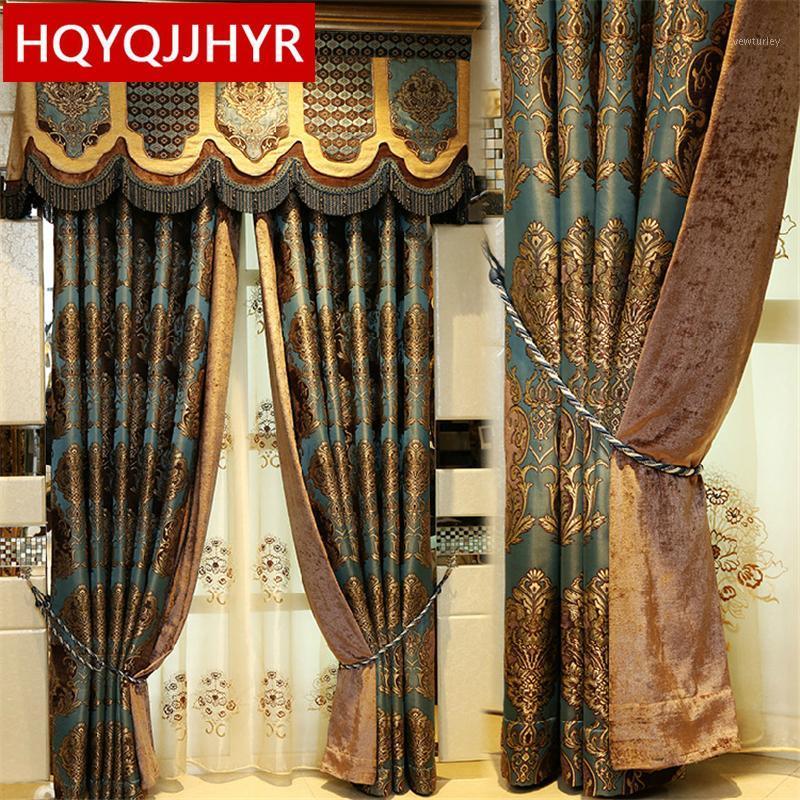 

Luxury villa jacquard European Blackout curtains for living room High quality classic embroidery curtains for bedroom kitchens1, Tulle