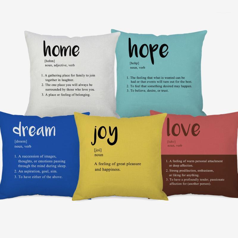 

English Words Definition Cushion Covers Home Hope Dream Joy Love Faith Cushion Cover Sofa Throw Pillow Case1, 04