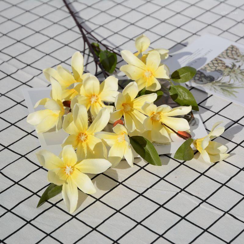 

Artificial Flower magnolia single silk fake flowers living room home decoration wedding road lead wreath decorative Accessories1, Blue
