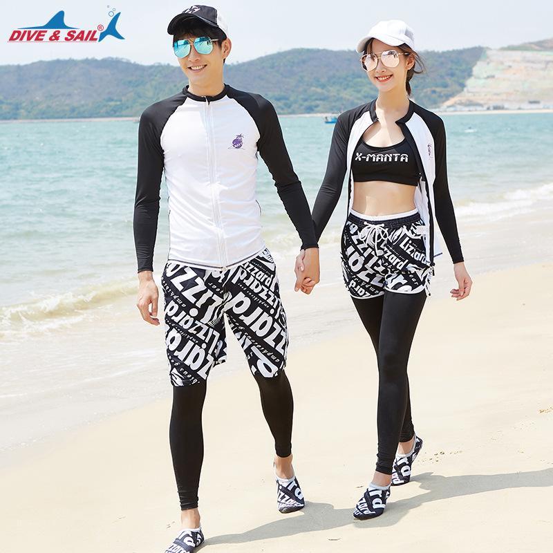 

3-Piece Men' UPF 50+ Zip Front Long Sleeve Top and Trunks Rashguard Swimsuit Wetsuit tops + pants+shorts set1