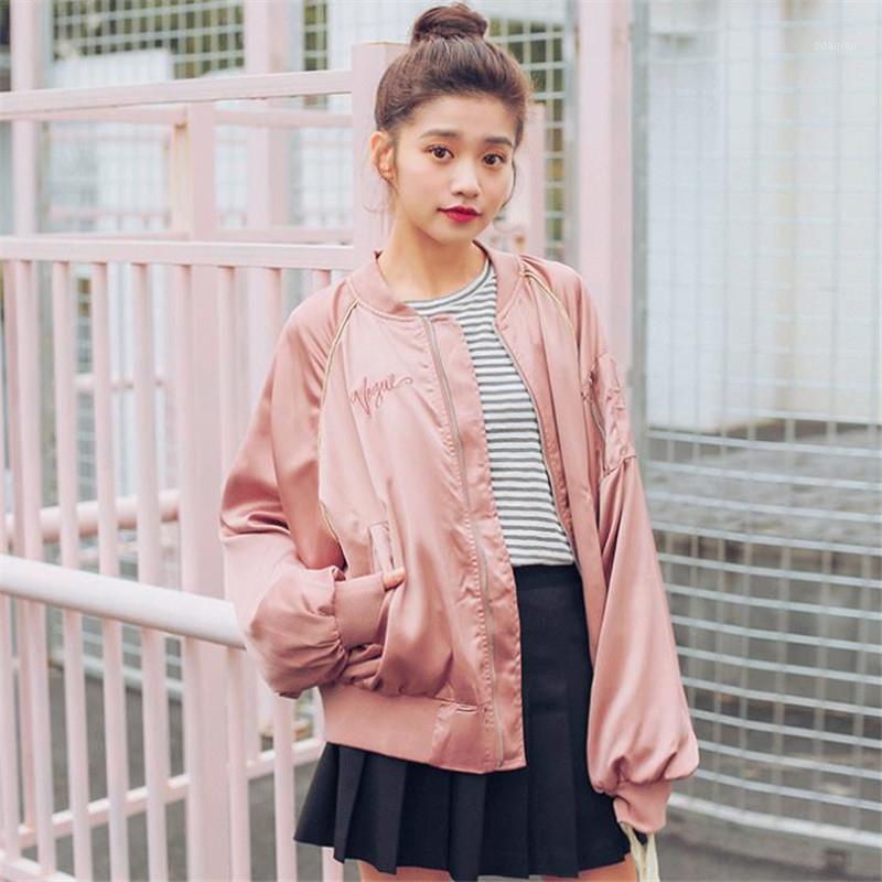 

Women Bomber Jackets 2020 Warm Long Sleeve Embroidery letters Padded Casual Zip Up Outerwear Quilted Coats Tops HC0711, Khaki