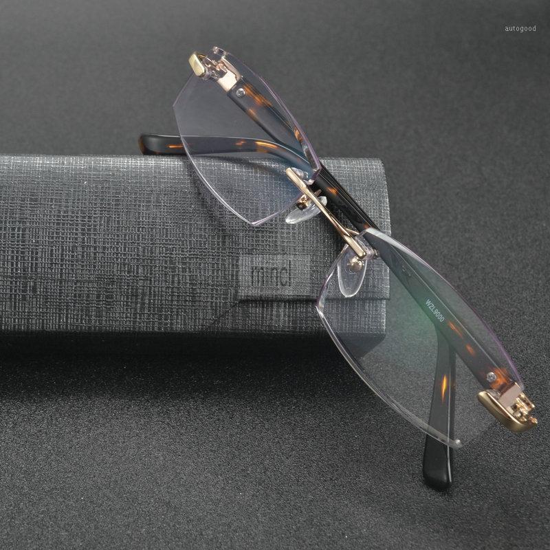 

Sunglasses 2021 Frameless Diamond Trimming Reading Glasses Anti-fatigue Eyewear Men Fashion Business FML1