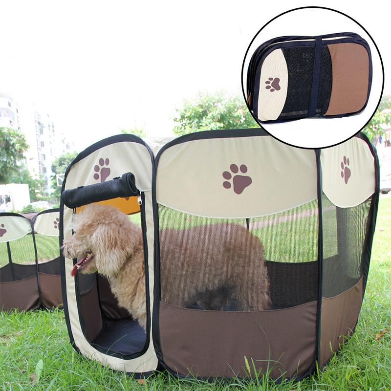 

Dog Cage Portable Foldable Outdoor Kennels Fences Pet Tent Houses Dogs Playpen Indoor Puppy Cage Dog Crate Delivery, Brown