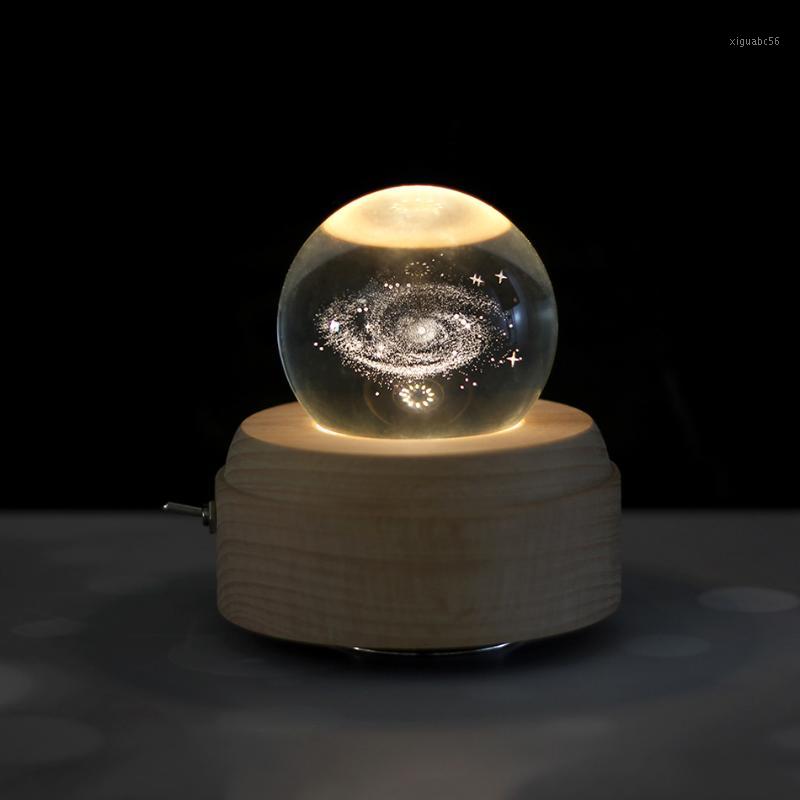

Moon Crystal Ball Wooden Luminous Music Box Music Box Rotary Innovative Birthday Gift Hand Crank Mechanism Gift1