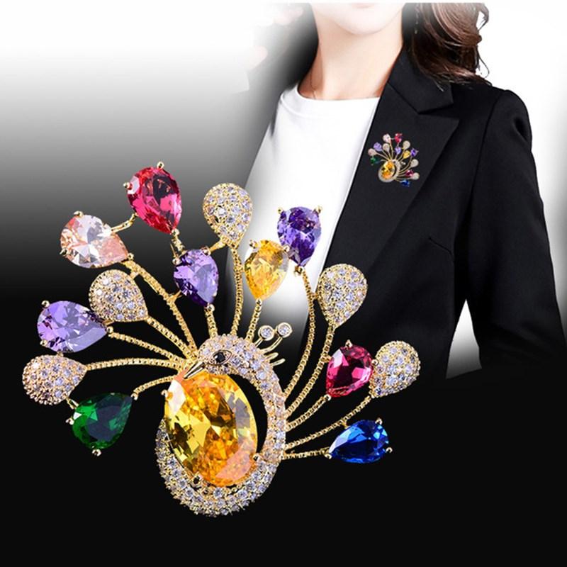 

Brooch Pin Female Zircon New Inlay Personality Fashion Temperament Jewelry Button Colorful Cloth Pin