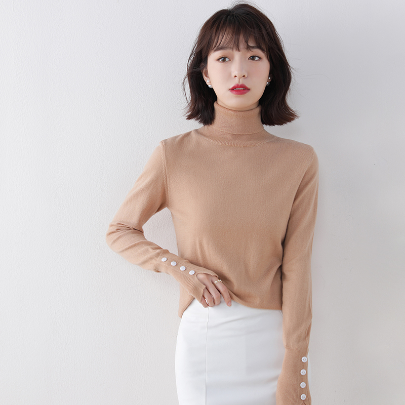 

100% Wool Winter/autumn Women Pullovers Sale Warm Knit Knitting Sweater 6 Colours Turtleneck Long Women's Jumpers Tops IM7Q, Picture 6