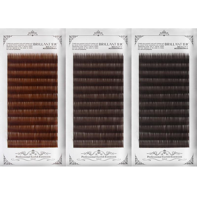 

BRILLANT Fashion Dark Brown Color Classic Lashes Black Coffee False Colored Eyelashes Extensions Natural Soft Density Caramel