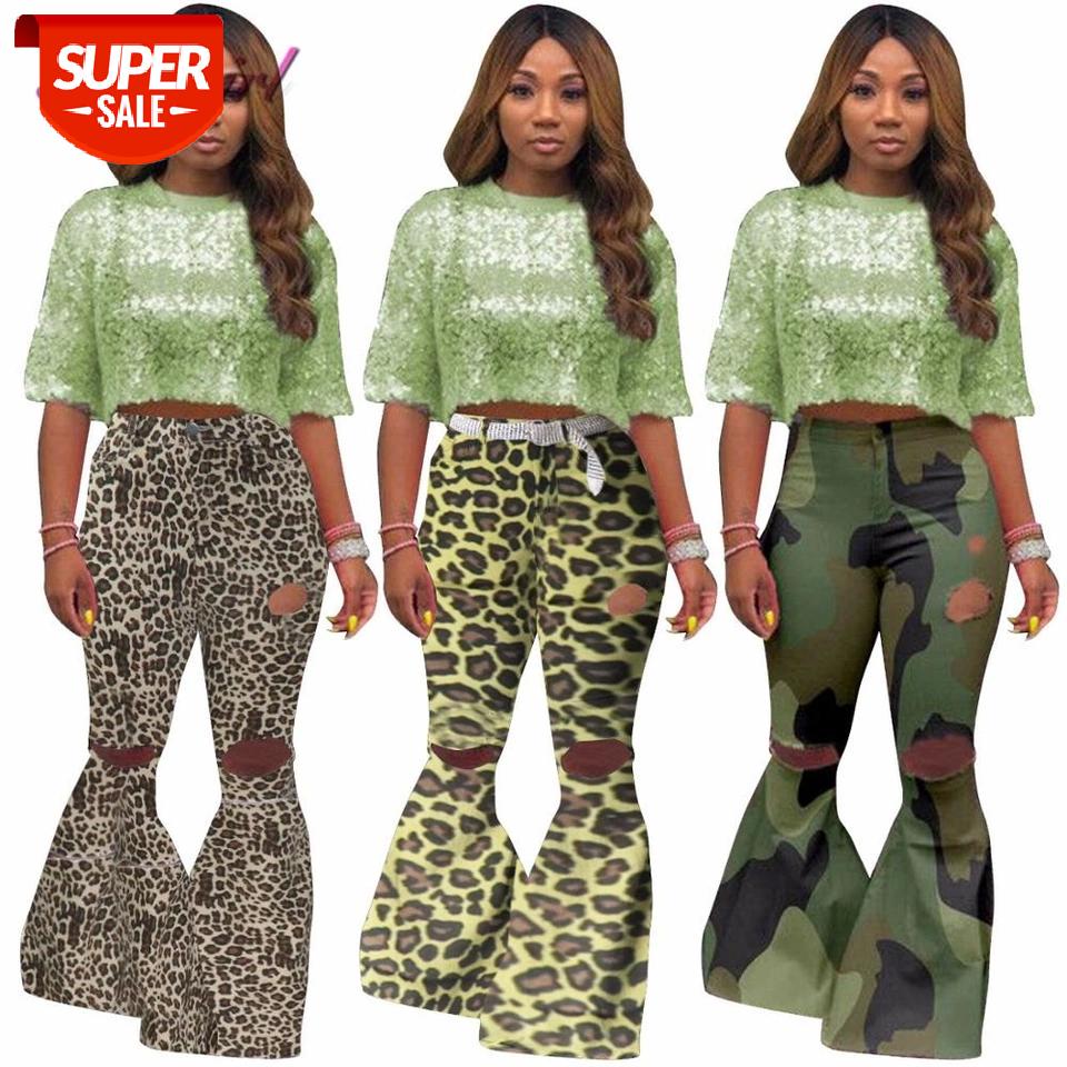 

Women Distressed Jeans Autumn Casual Hole Zipper Fly High Waist Denim Flare Jeans New Female Streetwear Wide Leg Pants Trousers #ch3H, Black;white