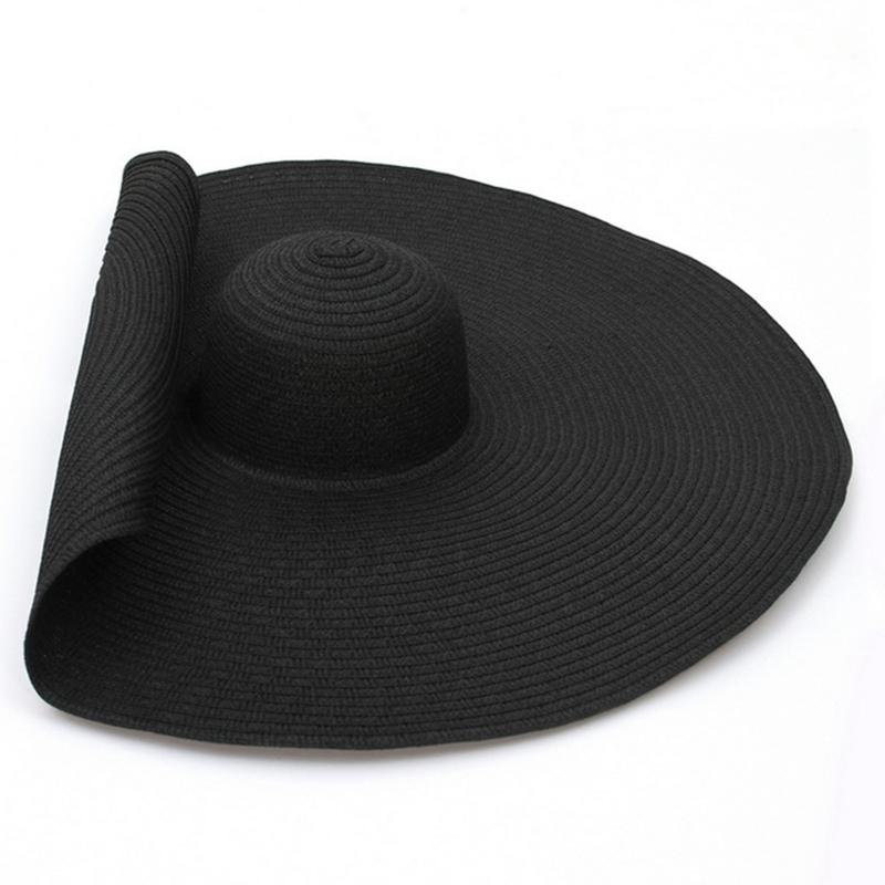

Fashion Large Sun Hat Beach Anti-UV Sun Protection Foldable Straw Cap for Women Men Outdoor Travel-B5, White