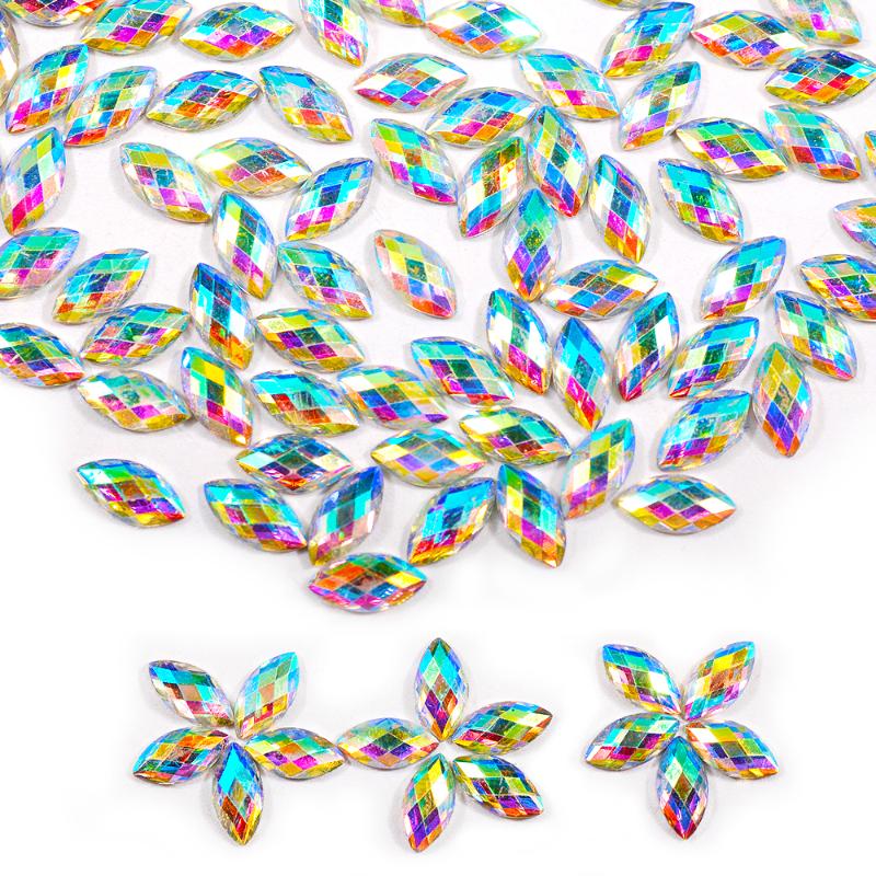 

1000pcs4 * 8mm High Quality AB Horse Eye Flat Back Resin Rhinestone 3D Fashion Charm DIY Nail Supplies Decorative Accessories