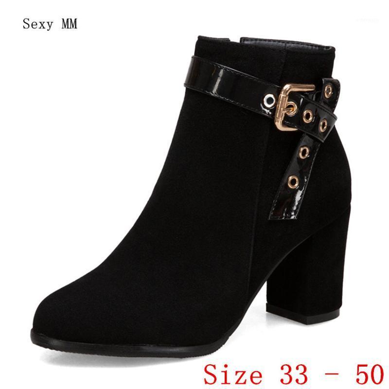 

Spring Autumn High Heels Women Ankle Boots Woman Short Boots High Heel Shoes Plus Size 33 - 40 41 42 43 44 45 46 47 48 49 501, Black