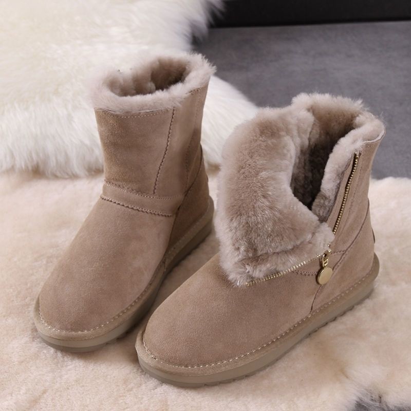 

2021 The New New Winter Thicken Teddy Cotton Quilted Shoes Woman Flatfoot Snowshoes Snow Comfortable Women Warm Ankle Boots X9qa, Brown.