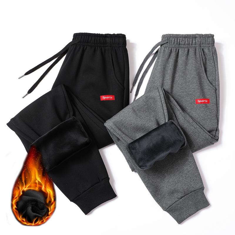 

Pure cotton 2021 autumn and winter plush and thickened casual pants Men's Sport Running Pants Fitness Sweatpants Gym Trousers, 922 black