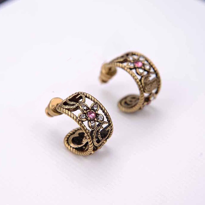 

Luxury Designer Jewelry Women Earrings C Shaped Stud with letter stamp Brass with gold plated flower pearl earring elegant fashion jewelry
