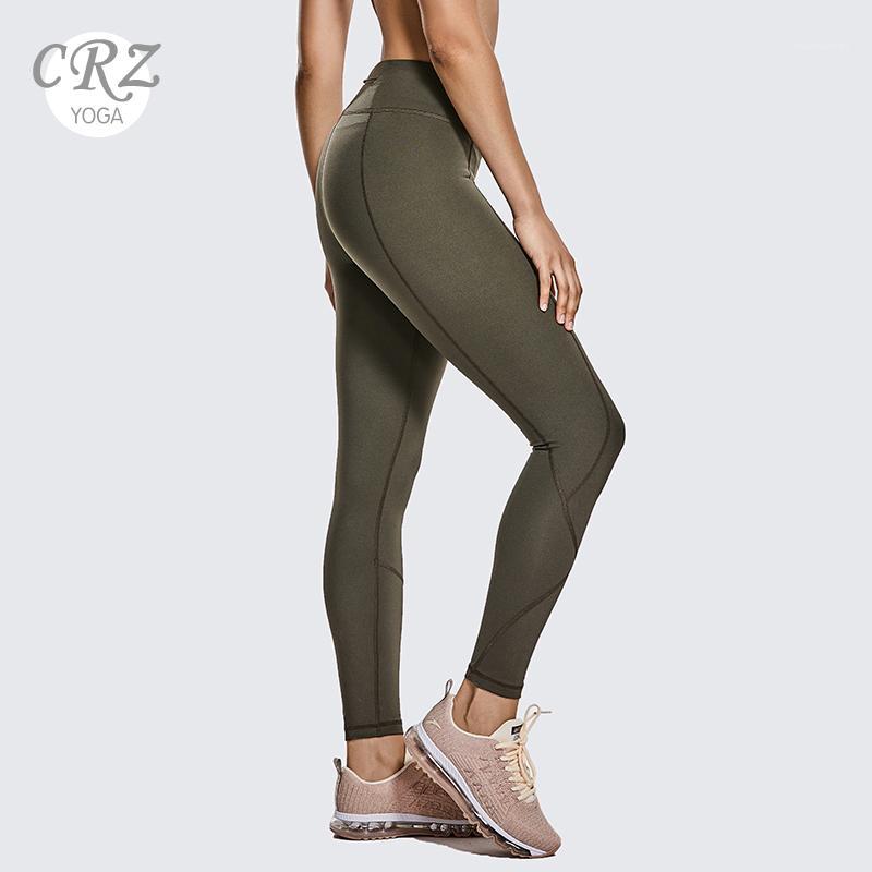 

CRZ YOGA Non See-Through Mid Rise Athletic Compression Leggings Women 7/8 Length Hugged Feeling Workout Tights-25 Inches1, Pure black04
