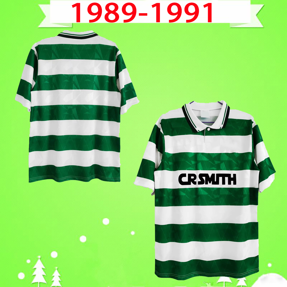 

Celtic 1989 1990 1991 retro soccer jerseys 89 90 91 Vintage football shirts home green white Gillespie Cascarino thai qualtiy, 1989-1991