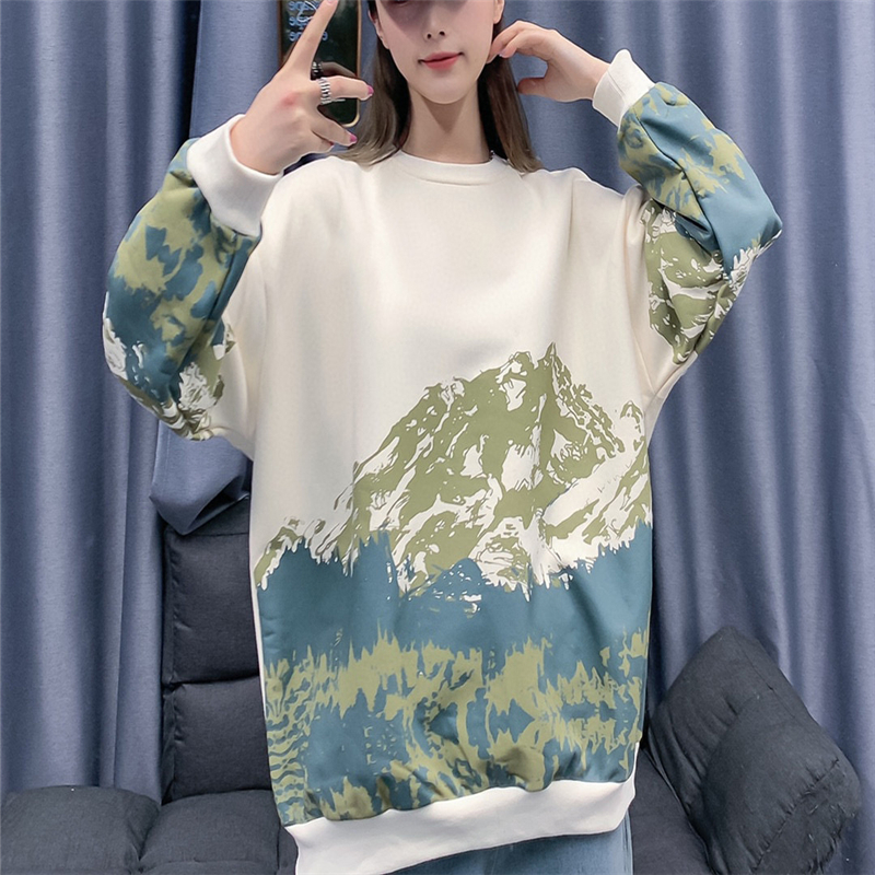 

Women Clisscial Sweater Pure Cotton Quantity Winter Outwear Lady Sweatshirts Fashion Style Tops Printed Sweaters -XL, White