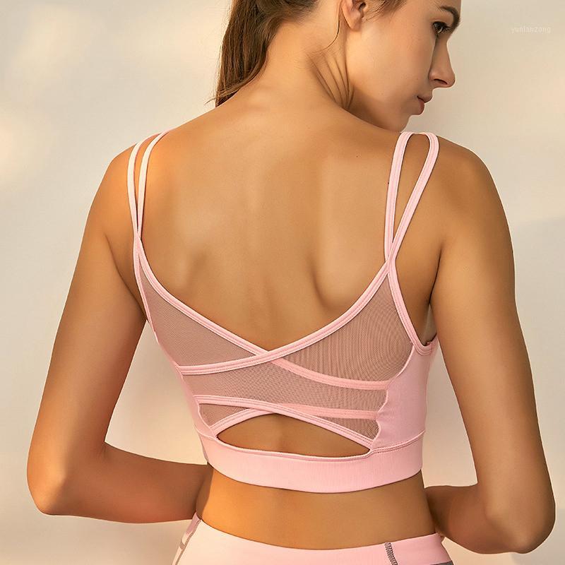 

Mesh Breathable Yoga Bra Tops Fitness Women Shockproof Sports Bra Workout Running Sportswear Underwear GYM Sexy Sport1, Pink