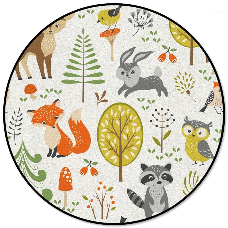 

Cartoon Animals World Dining Table Floor Round Carpet Living Room Coffee Table Mat Prayer Mat Computer Chair Carpet Pet1, As pic