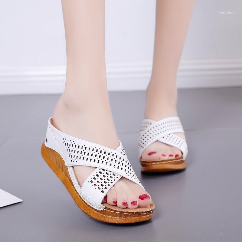 

Women's Fashion Casual Hollow Out Roman Style Wedges Platform Shoes Slides High Heels Thick Shoes Sandals Peep Toe High1, White