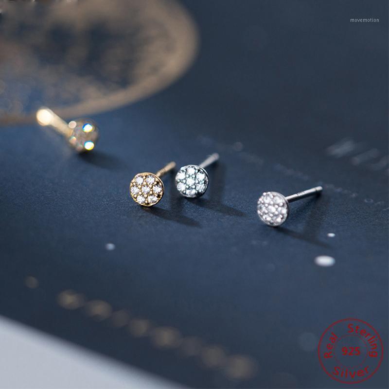

925 Sterling Silver Round Earrings Small Cute Zircon Stud Earrings for Students Teens Hypoallergenic Piercing Jewelry Gift1
