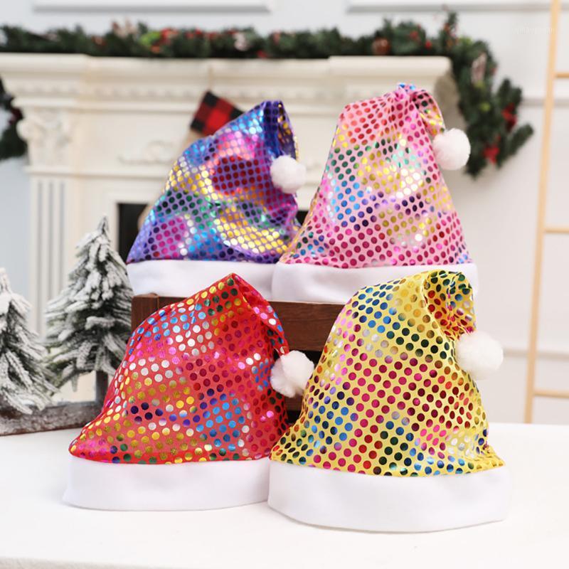 

Multi Colors Santa Claus Sequins Hats Caps Christmas Decorations Adult Children's Hats Xmas New Year Gifts Home Party Supplies1
