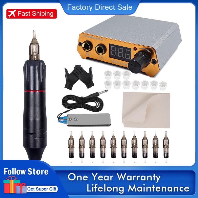 

Complete Tattoo Machine Set Professional Rotary Tattoo Pen Kit Cartridge Needles For Permanent Makeup Eyebrow Body Artist