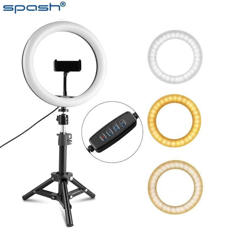 

SPASH RL-10 Ring Light 26cm USB Dimmable Annular Lamp LED Ring Lamp with Phone Holder Tripod Stand Makeup for Video