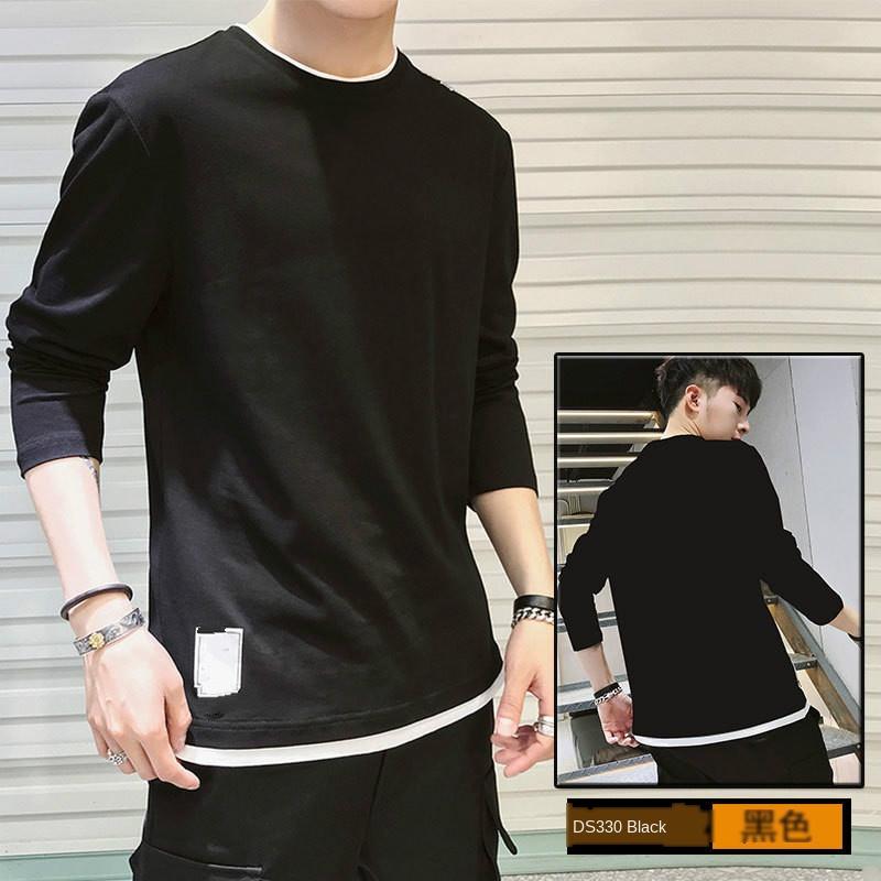 

New Men's Korean Version of Long-sleeved T-shirt Trendy Men's Top Clothes Bottoming Shirt T-shirt Pure Cotton Sweater Men, 04