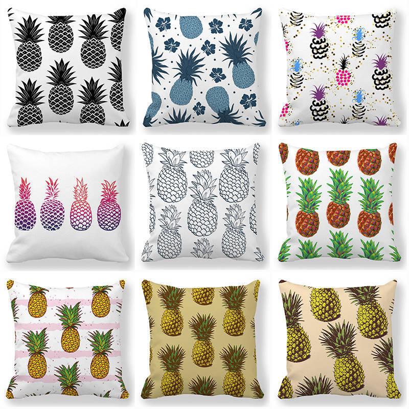 

45Cm*45Cm cartoon color pineapple design Super Soft Throw Cushion Covers Home Decoration Pillowcase for Living Room, 16
