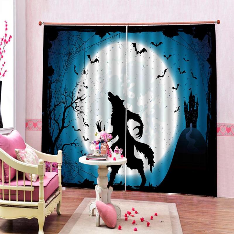 

Moon under the monkey Scenery Blackout Curtains For Living room bedroom Animal bat Window Drapes Home Indoor Decor, As pic