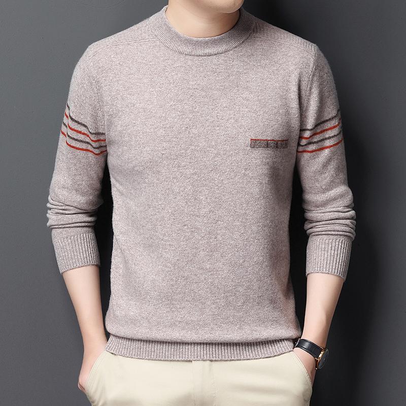 

High-grade 2020 New Autumn 100% Cashmere Sweaters Winter Fashion Clothing Men' Sweaters Striped Slim Fit Men Knitted Pullover, Green