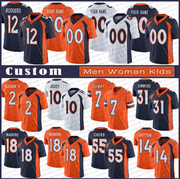 

12 Aaron Rodgers 2 Patrick Surtain II John Elway Custom Football Jerseys Justin Simmons Jerry Jeudy Peyton Manning Bradley Chubb Courtland Sutton Javonte Williams, Women(lzyhome)