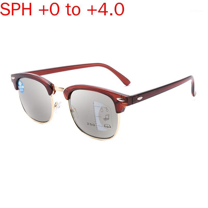 

Progressive Multifocal Reading Glasses Men's Adjustable Vision Square Blue Light Blocking Presbyopia Outdoor Brown Sunglasse NX1