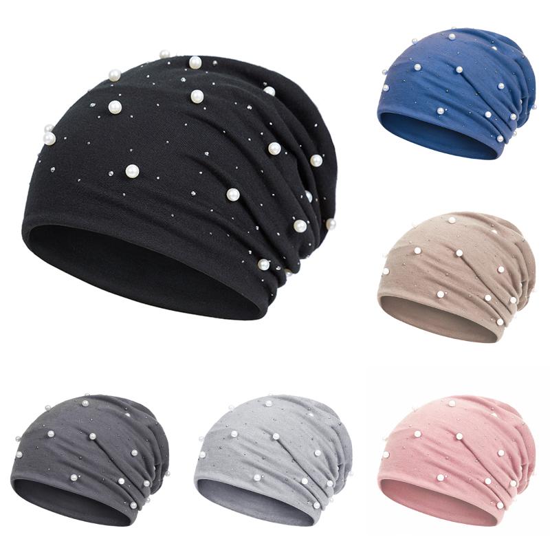 

Beanie/Skull Caps Women Beanie Hat Casual Polyester Shine Pearls Rhinestones Beanies ,Winter For Skullies Cap
