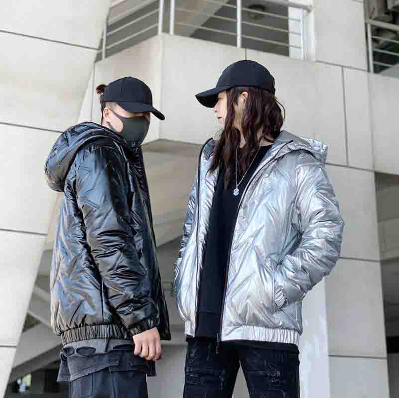 

Men Cotton Coat Womens Hooded Jackets Fashion New Mens Casual Winter Coats High Quality Women Loose Zipper Windbreaker 2 Colors Size -2XL, Black