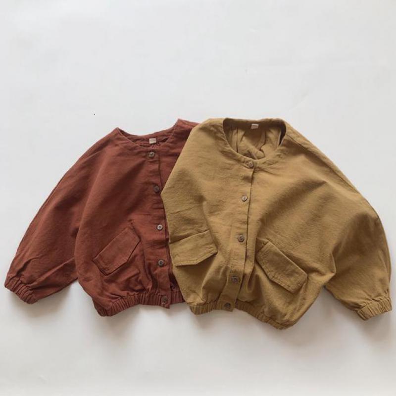

2021 Spring New Kids Jacket for Girls Bat Sleeve Jackets Cotton Linen Boys Classic O-neck Children Outerwear Coats Uon0, Coat1