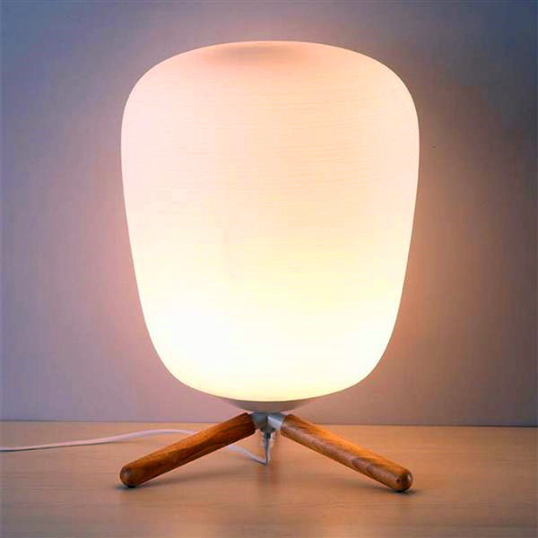 

E27 Ultra Modern Mini Fashion Frosted Glass Lampshade and Wooden Bracket Texture Study Table Lamp with Light Source US Plug